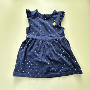 Little Me Blue and White Polka Dots Sundress Flutter Lemon Sleeveless 12M